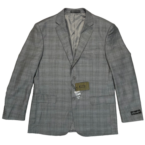 NWT Giorgio Armani Le Collezioni Gray Purple Plaid Wool Sport Coat Blazer - Picture 2 of 10